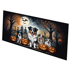 0.2 x 28 x 58 in. Australian Shepherd Spooky Halloween Runner Mat