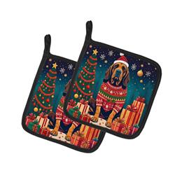 DAC1101PTHD 0.3 x 7.5 x 7.5 in. Bloodhound Christmas Pair of Pot Holders