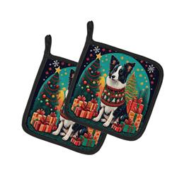 DAC1102PTHD 0.3 x 7.5 x 7.5 in. Border Collie Christmas Pair of Pot Holders