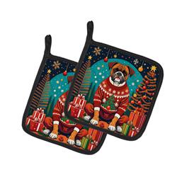 DAC1106PTHD 0.3 x 7.5 x 7.5 in. Boxer Christmas Pair of Pot Holders