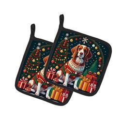 DAC1109PTHD 0.3 x 7.5 x 7.5 in. Brittany Spaniel Christmas Pair of Pot Holders