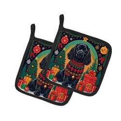 DAC1114PTHD 0.3 x 7.5 x 7.5 in. Black Cocker Spaniel Christmas Pair of Pot Holders