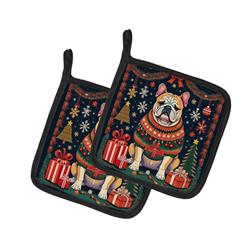 DAC1122PTHD 0.3 x 7.5 x 7.5 in. English Bulldog Christmas Pair of Pot Holders