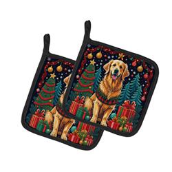 DAC1128PTHD 0.3 x 7.5 x 7.5 in. Golden Retriever Christmas Pair of Pot Holders