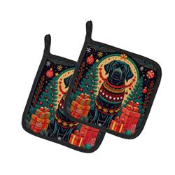 DAC1133PTHD 0.3 x 7.5 x 7.5 in. Black Labrador Retriever Christmas Pair of Pot Holders