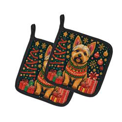 DAC1139PTHD 0.3 x 7.5 x 7.5 in. Norwich Terrier Christmas Pair of Pot Holders