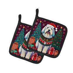 DAC1140PTHD 0.3 x 7.5 x 7.5 in. Old English Sheepdog Christmas Pair of Pot Holders