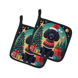 DAC1142PTHD 0.3 x 7.5 x 7.5 in. Black Toy Poodle Christmas Pair of Pot Holders