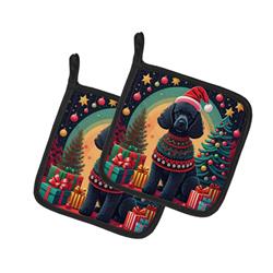 DAC1143PTHD 0.3 x 7.5 x 7.5 in. Black Poodle Christmas Pair of Pot Holders