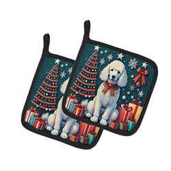 DAC1144PTHD 0.3 x 7.5 x 7.5 in. White Poodle Christmas Pair of Pot Holders