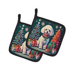 DAC1145PTHD 0.3 x 7.5 x 7.5 in. White Toy Poodle Christmas Pair of Pot Holders