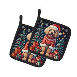 DAC1146PTHD 0.3 x 7.5 x 7.5 in. Apricot Toy Poodle Christmas Pair of Pot Holders