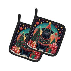 DAC1147PTHD 0.3 x 7.5 x 7.5 in. Black Pug Christmas Pair of Pot Holders