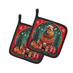 DAC1154PTHD 0.3 x 7.5 x 7.5 in. Shar Pei Christmas Pair of Pot Holders