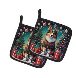 DAC1155PTHD 0.3 x 7.5 x 7.5 in. Sheltie Christmas Pair of Pot Holders