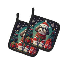 DAC1157PTHD 0.3 x 7.5 x 7.5 in. Shih Tzu Christmas Pair of Pot Holders