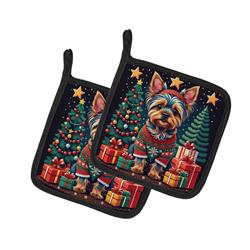 DAC1166PTHD 0.3 x 7.5 x 7.5 in. Yorkie Yorkshire Terrier Christmas Pair of Pot Holders