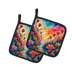DAC1921PTHD 0.3 x 7.5 x 7.5 in. Colorful Alstroemerias Pair of Pot Holders
