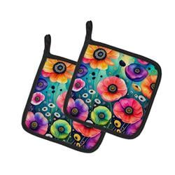DAC1923PTHD 0.3 x 7.5 x 7.5 in. Colorful Anemones Pair of Pot Holders