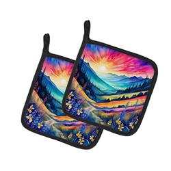 DAC1924PTHD 0.3 x 7.5 x 7.5 in. Colorful Annual Larkspur Pair of Pot Holders