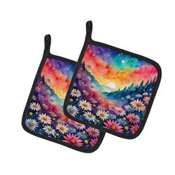 DAC1925PTHD 0.3 x 7.5 x 7.5 in. Colorful Asters Pair of Pot Holders