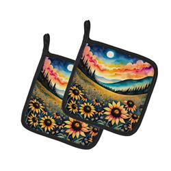 DAC1931PTHD 0.3 x 7.5 x 7.5 in. Colorful Black-eyed Susans Pair of Pot Holders