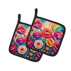 DAC1939PTHD 0.3 x 7.5 x 7.5 in. Colorful Carnations Pair of Pot Holders