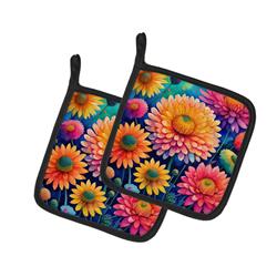 DAC1943PTHD 0.3 x 7.5 x 7.5 in. Colorful Chrysanthemums Pair of Pot Holders