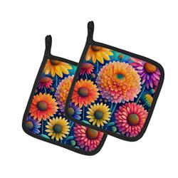 DAC1944PTHD 0.3 x 7.5 x 7.5 in. Colorful Chrysanthemums Pair of Pot Holders