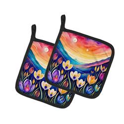 DAC1945PTHD 0.3 x 7.5 x 7.5 in. Colorful Crocus Pair of Pot Holders
