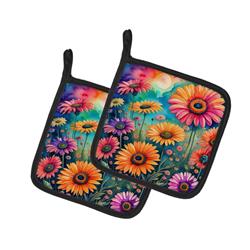DAC1960PTHD 0.3 x 7.5 x 7.5 in. Colorful Gerbera Daisies Pair of Pot Holders