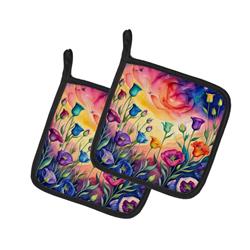 DAC1972PTHD 0.3 x 7.5 x 7.5 in. Colorful Lisianthus Pair of Pot Holders