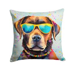 3 x 14 x 14 in. Chocolate Labrador Hippie Dawg Fabric Decorative Pillow