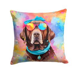 3 x 14 x 14 in. Chocolate Labrador Hippie Dawg Fabric Decorative Pillow
