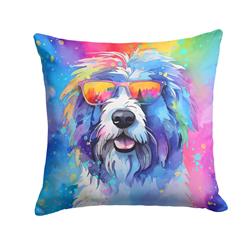 DAC2534PW1414 3 x 14 x 14 in. Old English Sheepdog Hippie Dawg Fabric Decorative Pillow