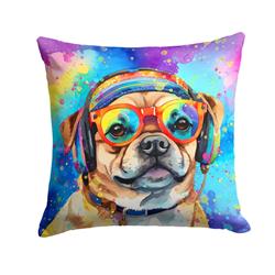 3 x 14 x 14 in. Pug Hippie Dawg Fabric Decorative Pillow