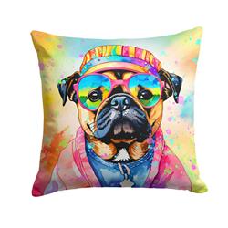 3 x 14 x 14 in. Pug Hippie Dawg Fabric Decorative Pillow