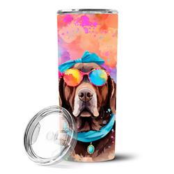 Picture of Carolines Treasures DAC2525TBL20 3 x 8.25 x 3 in. Chocolate Labrador Hippie Dawg Stainless Steel Skinny Tumbler