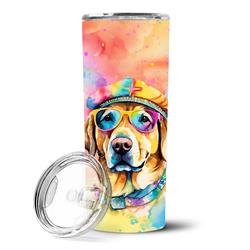 Picture of Carolines Treasures DAC2528TBL20 3 x 8.25 x 3 in. Yellow Labrador Hippie Dawg Stainless Steel Skinny Tumbler