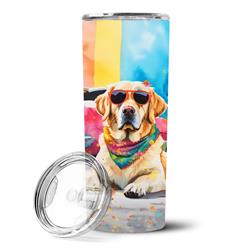 Picture of Carolines Treasures DAC2530TBL20 3 x 8.25 x 3 in. Yellow Labrador Hippie Dawg Stainless Steel Skinny Tumbler