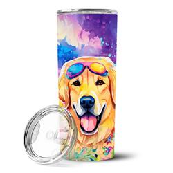 Picture of Carolines Treasures DAC2531TBL20 3 x 8.25 x 3 in. Yellow Labrador Hippie Dawg Stainless Steel Skinny Tumbler