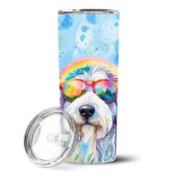 Picture of Carolines Treasures DAC2535TBL20 3 x 8.25 x 3 in. Old English Sheepdog Hippie Dawg Stainless Steel Skinny Tumbler