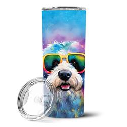 Picture of Carolines Treasures DAC2536TBL20 3 x 8.25 x 3 in. Old English Sheepdog Hippie Dawg Stainless Steel Skinny Tumbler