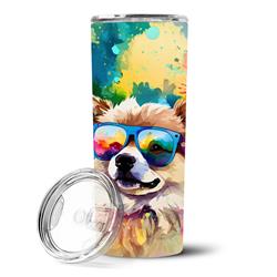 Picture of Carolines Treasures DAC2537TBL20 3 x 8.25 x 3 in. Pomeranian Hippie Dawg Stainless Steel Skinny Tumbler