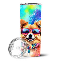 Picture of Carolines Treasures DAC2540TBL20 3 x 8.25 x 3 in. Pomeranian Hippie Dawg Stainless Steel Skinny Tumbler