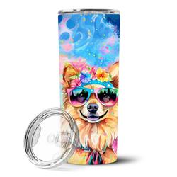 Picture of Carolines Treasures DAC2541TBL20 3 x 8.25 x 3 in. Pomeranian Hippie Dawg Stainless Steel Skinny Tumbler