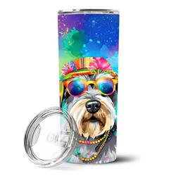 Picture of Carolines Treasures DAC2552TBL20 3 x 8.25 x 3 in. Schnauzer Hippie Dawg Stainless Steel Skinny Tumbler