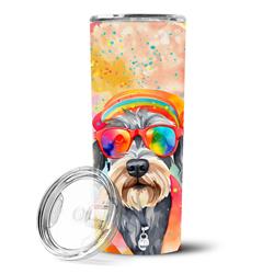 Picture of Carolines Treasures DAC2555TBL20 3 x 8.25 x 3 in. Schnauzer Hippie Dawg Stainless Steel Skinny Tumbler