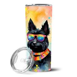 Picture of Carolines Treasures DAC2557TBL20 3 x 8.25 x 3 in. Scottish Terrier Hippie Dawg Stainless Steel Skinny Tumbler
