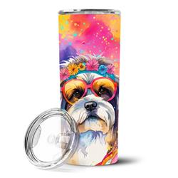 Picture of Carolines Treasures DAC2560TBL20 3 x 8.25 x 3 in. Shih Tzu Hippie Dawg Stainless Steel Skinny Tumbler
